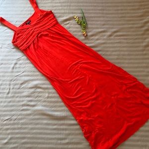 Red, strappy Maxi dress